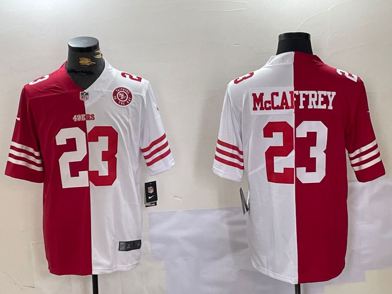 Men San Francisco 49ers #23 Mccaffrey Red White Nike 2024 Limited NFL Jersey style 10081